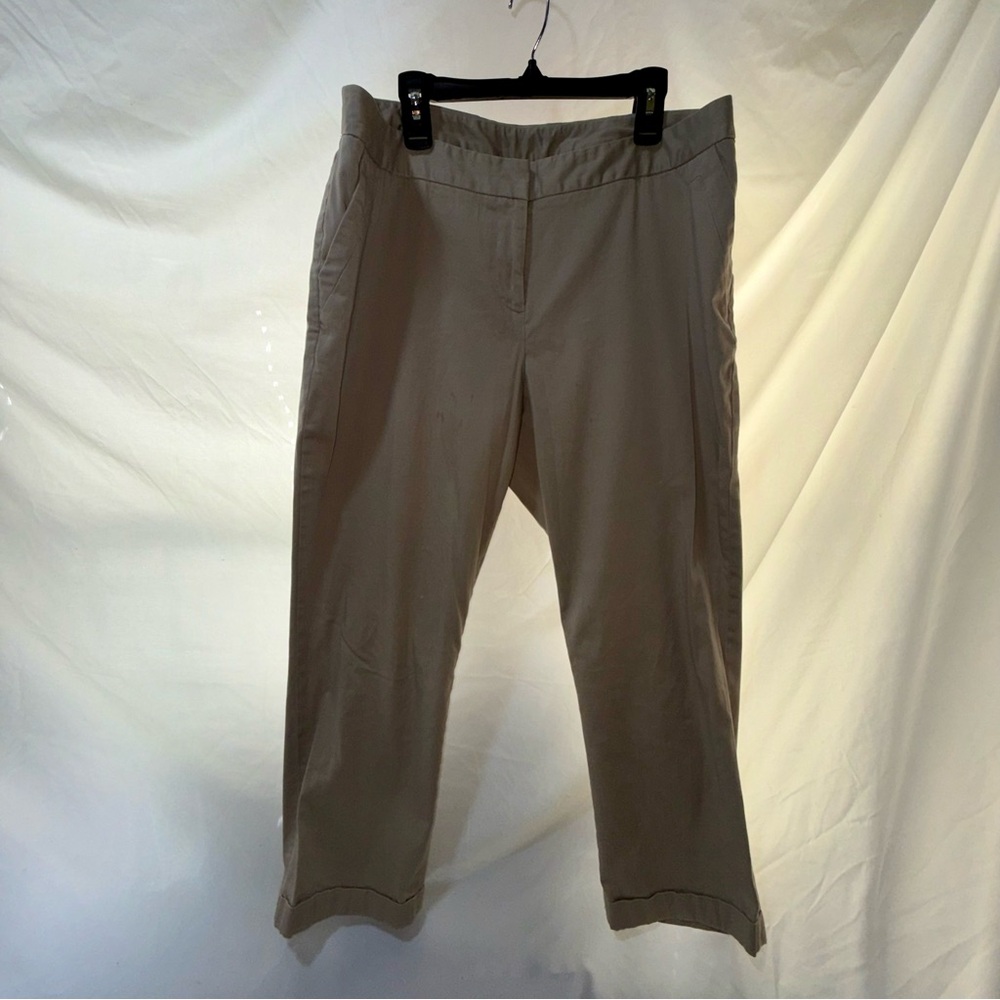 Lane Bryant Tan Straight-Leg Cropped Cuffed Chinos